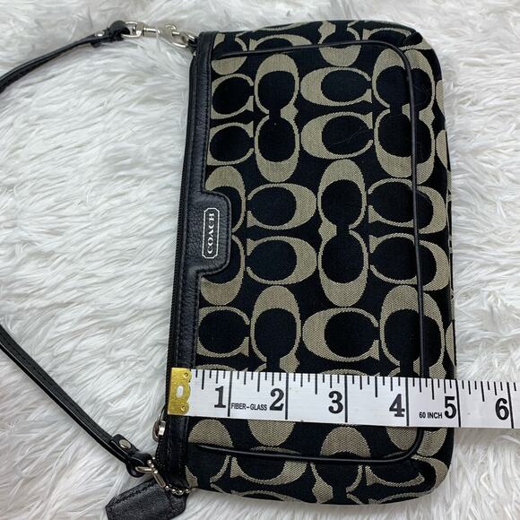 y2k COACH Black Signature Canvas Mini Purse / Wristlet with Card Slots - Picture 13 of 13